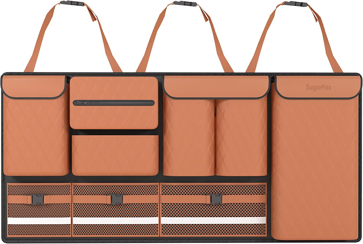 SugarFox Backseat Hanging Trunk Organizer for SUVs, Cars, Trucks & MPVs | Multi-Pocket Storage with Anti-Slip Straps | Space-Saving Auto Accessory | Gift for Drivers | 37.8" x 18.1"