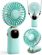 coldSky Portable Handheld Fan, 4000mAh Battery Operated 3 in 1 Multifunction Personal Travel Fans with Digital Display, 90° Foldable Desk Fans with Base, 5 Speed Lash Fan for Makeup/Office