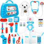 Meland Toy Doctor Kit for Girls - Pretend Play Doctor Set with Carrying Case,Stethoscope Toy & Dress Up Costume - Doctor Play Set for Girls Toddlers Ages 3 4 5 6 Year Old for Role Play Gift
