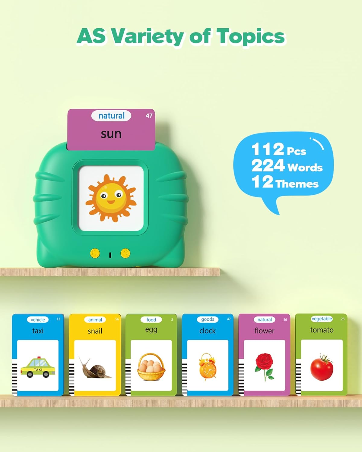 Airbition, Talking Flash Cards for Toddler 1 2 3 4 Year Olds, Language Learning Toys, Pocket Speech Therapy Toys, Montessori Tools with 31 Themes, Children's Sensory Device