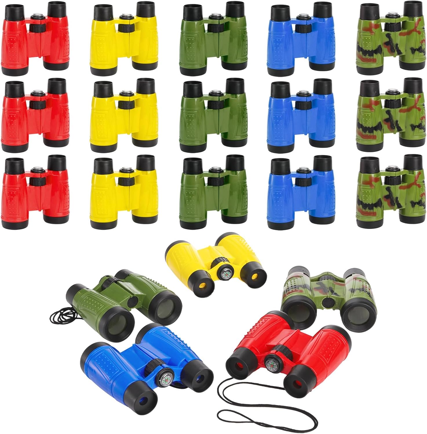Eorbow 20 Pack Binoculars Toy for Kids, Kids Binoculars with Compass and Neck String, Nature Exploration Toys, Party Favors Learning Gifts for Sightseeing, Camping Adventure, Birdwatching