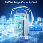 Portable Air Conditioner, Cooling Fan 3 Speeds & 3 Modes Personal Cooling Fan Mini Air Conditioner Fan with Remote, 1500ML Water Tank, Night Light, No battery, for Home Office Bedroom
