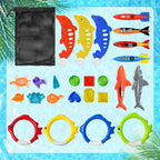 Jasonwell Pool Diving Toys Games - Swimming Pool Toys with Dive Sticks and Rings Underwater Treasures Torpedo Bandits Fish Toy etc Fun Water Swim Toy for Boys Girls Adults Kids Teens