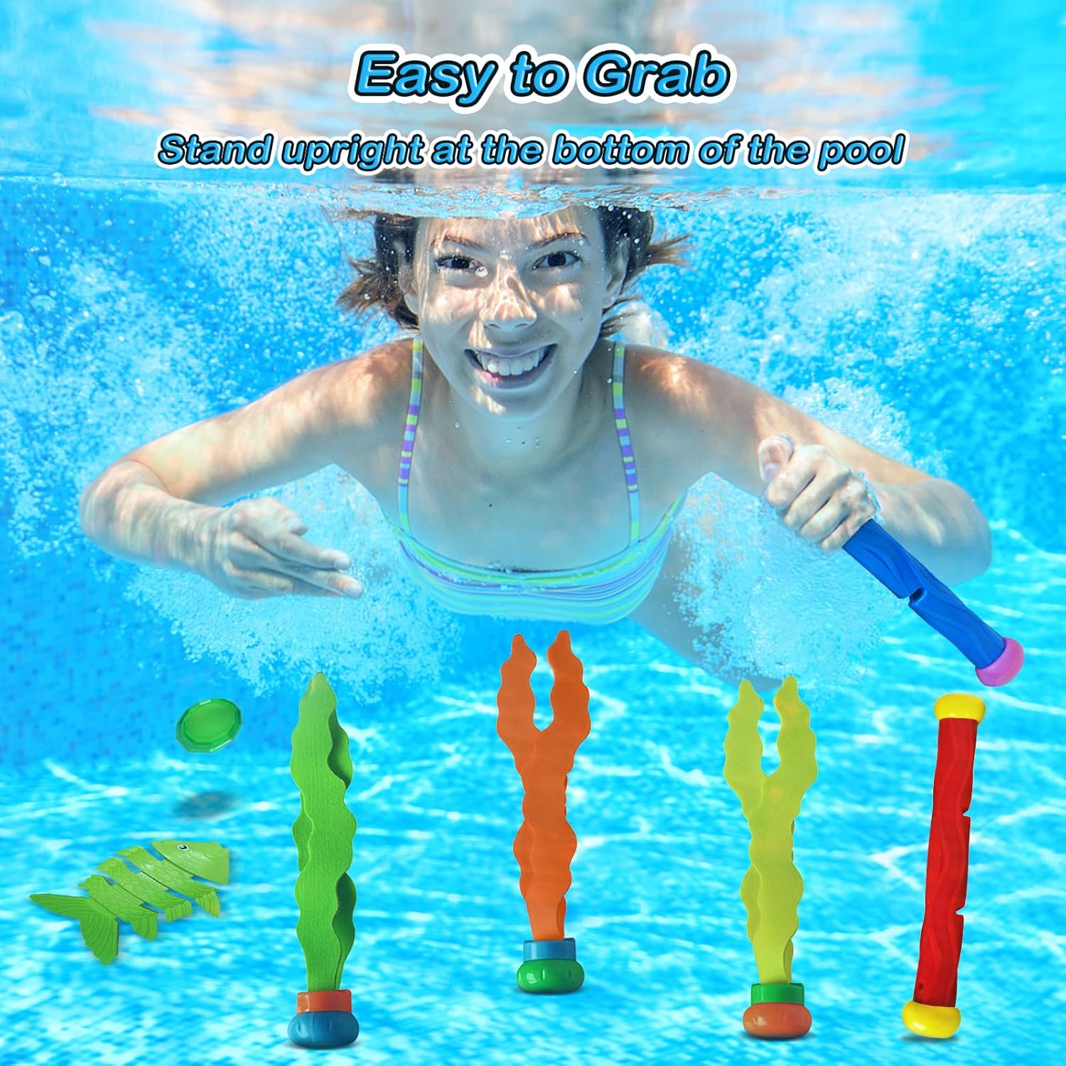 Jasonwell Pool Diving Toys Games - Swimming Pool Toys with Dive Sticks and Rings Underwater Treasures Torpedo Bandits Fish Toy etc Fun Water Swim Toy for Boys Girls Adults Kids Teens