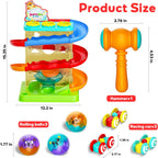 2-in-1 Ball Drop & Car Ramp Race Track Montessori Toy for Toddlers Ages 1-5 | Hammer Rolling Ball, Launch and Race Car-Cause and Effect Sensory STEM Learning Toys for 1-5 Year Old Boys & Girls