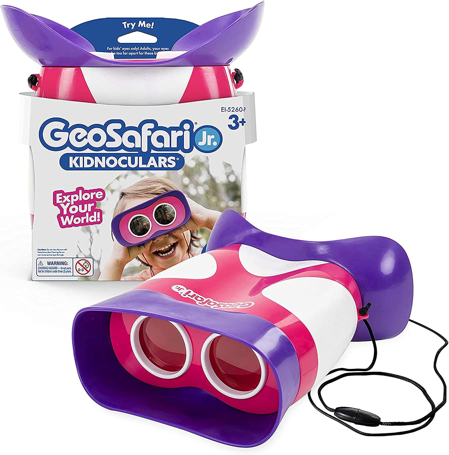 Educational Insights GeoSafari Kidnoculars - Toy Binoculars for Kids, Outdoor Toys for Kids Ages 4-8, Toddler Camping and Nature Toys, Lightweight Binoculars with Neck Strap, Bird Watching Gear