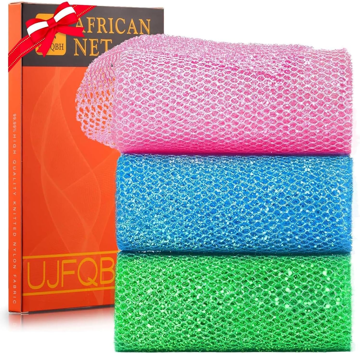 African Bath Sponge African Net Long Net Bath Sponge Exfoliating Shower Body Scrubber Back Scrubber Skin Smoother,Great for Daily Use