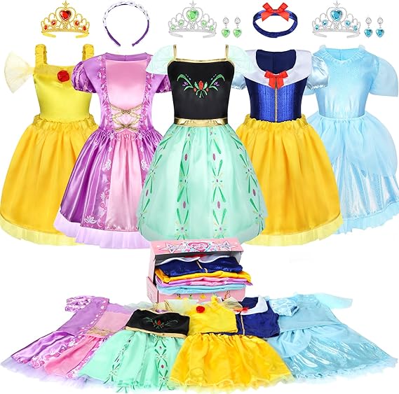 toddler princess dress up set Hoperock Pink Princess Dress Up Toy For Little Girls, Include Jewelry, Shoes, Handbags And Multiple Princess Accessories, Birthday Halloween Gift For