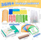 142pcs Wooden Pattern Blocks Montessori Smart Sticks Wooden Tangram Puzzle STEM Toy Activities Preschool Brain Teaser Montessori Toys Gift for 3 4 5 Years Old Kids Boys Girls