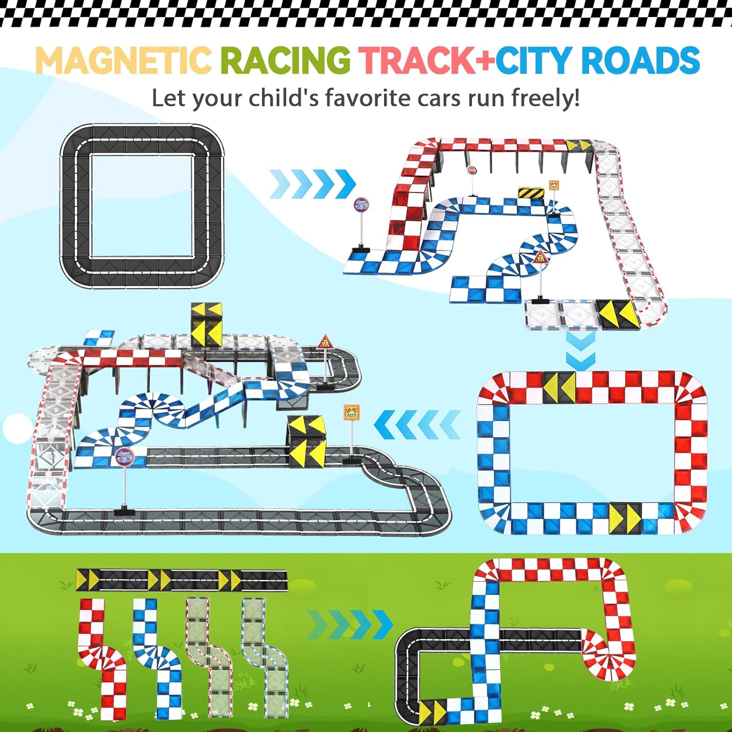 Magnetic Tiles Building Blocks for 3 4 5 6 7 8+ Years Old Boys Girls Colorful Magnet Stacking Toys Birthday Gift for Toddlers STEM Preschool Educational Construction Tiles Set