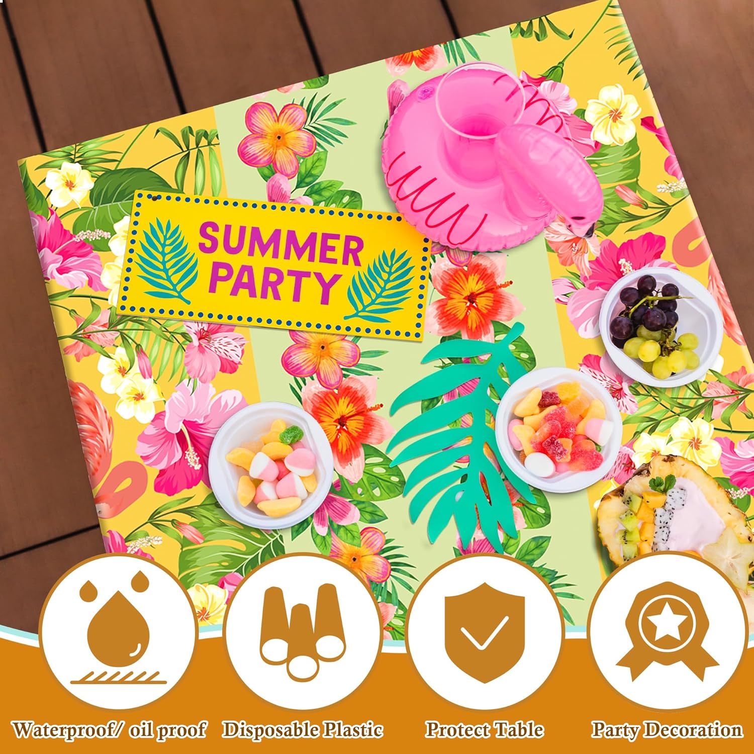 Summer Party Decorations - Summer Decorations for Home - 2 Pack Disposable Plastic Tablecloth | Floral Tablecloth for Mothers Day Wildflower Butterfly Birthday Garden Party Decorations
