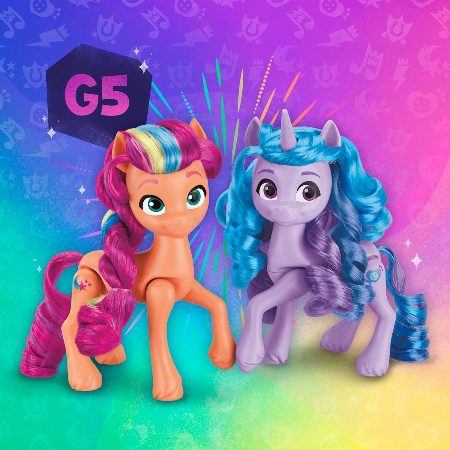 My Little Pony Dolls Rainbow Celebration, 6 Pony Figure Set, 5.5-Inch Dolls, Toys for 3 Year Old Girls and Boys, Unicorn Toys