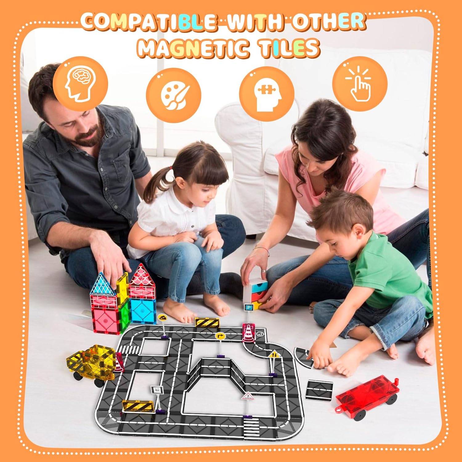 Magnetic Tiles Building Blocks for 3 4 5 6 7 8+ Years Old Boys Girls Colorful Magnet Stacking Toys Birthday Gift for Toddlers STEM Preschool Educational Construction Tiles Set