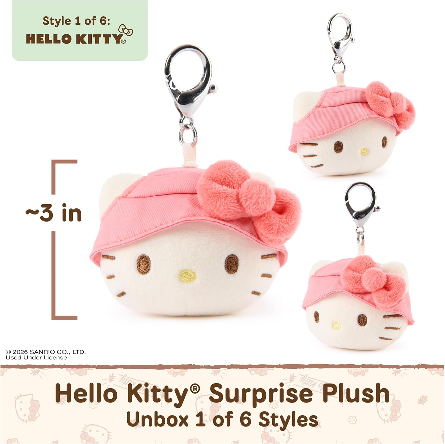 Hello Kitty & Friends 3-Inch Surprise Camping Plush (1 of 6 Styles) | Blind Bag Mystery Unboxing Inspires Outdoor Roleplay Adventures; Includes One Random 3.5-Inch Sanrio Stuffed Clip Toy Ages 1+