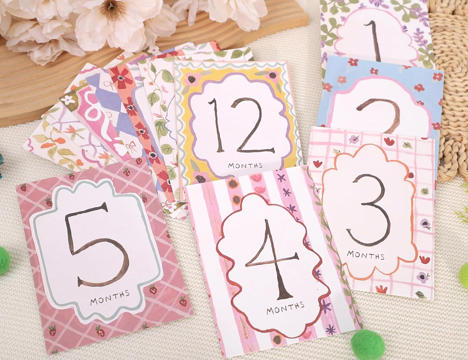 Baby Boy/Girl Monthly Milestone Cards - First Holiday Cards,First Year Month Photo Milestone Cards,Baby Shower Newborn Photo Prop