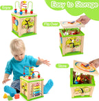 WOODMAM Wooden 7-in-1 Activity Cube, Montessori Toys for 1 Year Old | Baby Educational Developmental Toys, One Year Old Boys Girls First Birthday Gifts, Bonus Sorting & Stacking Board