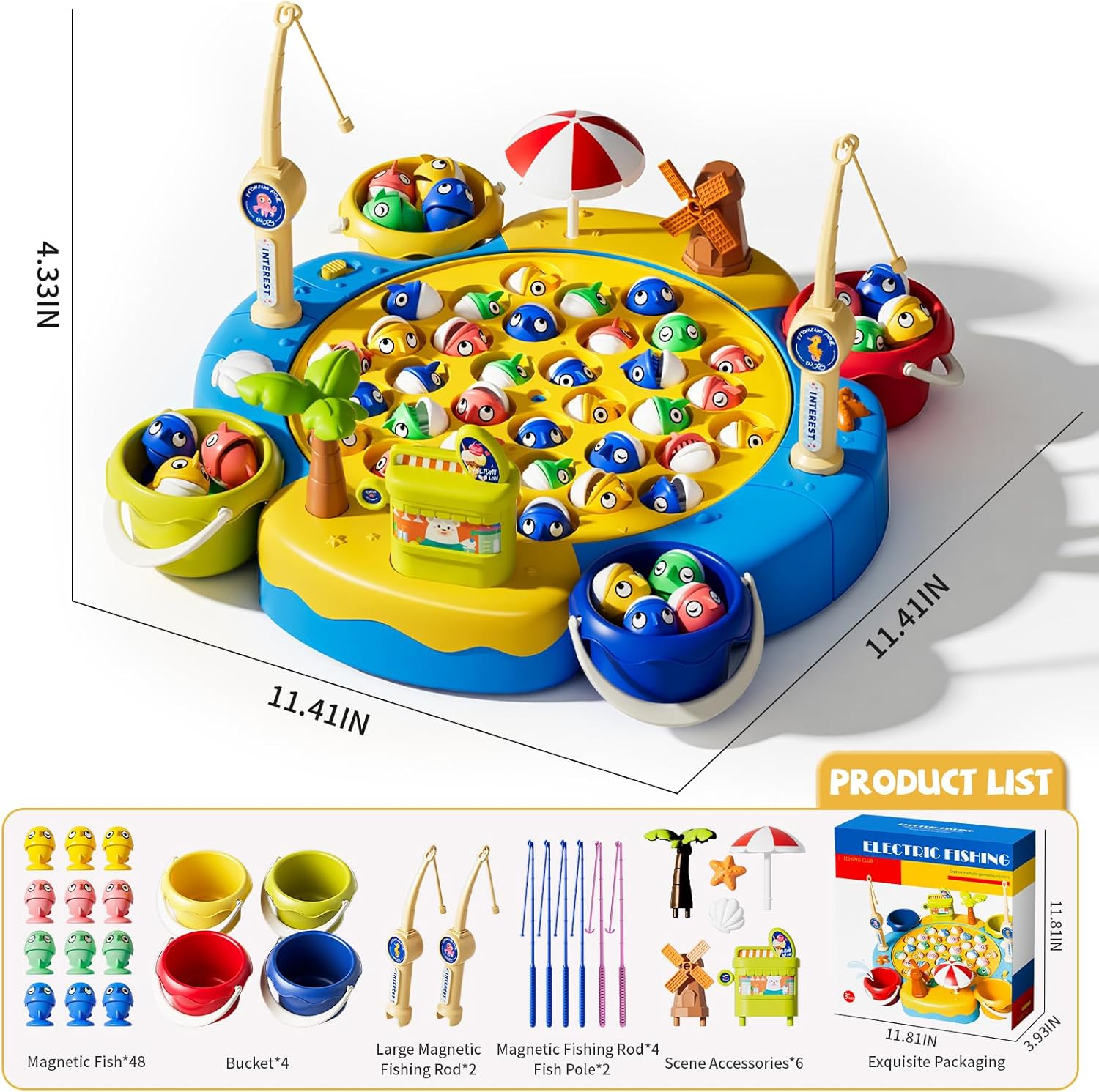 ORANGE OCEAN 66 PCS Magnetic Fishing Games for Kids Ages 4-8, Toddler Board Games for Kids 4-6 8-12, Toys for 3 4 5 6 Year Old Boys Girls, Ideas Birthday Gifts for Boys Girls 3-5 6-8