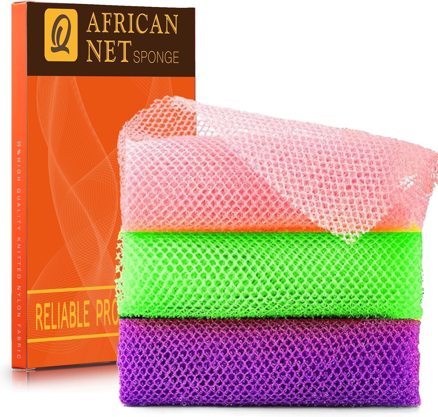 African Bath Sponge African Net Long Net Bath Sponge Exfoliating Shower Body Scrubber Back Scrubber Skin Smoother,Great for Daily Use