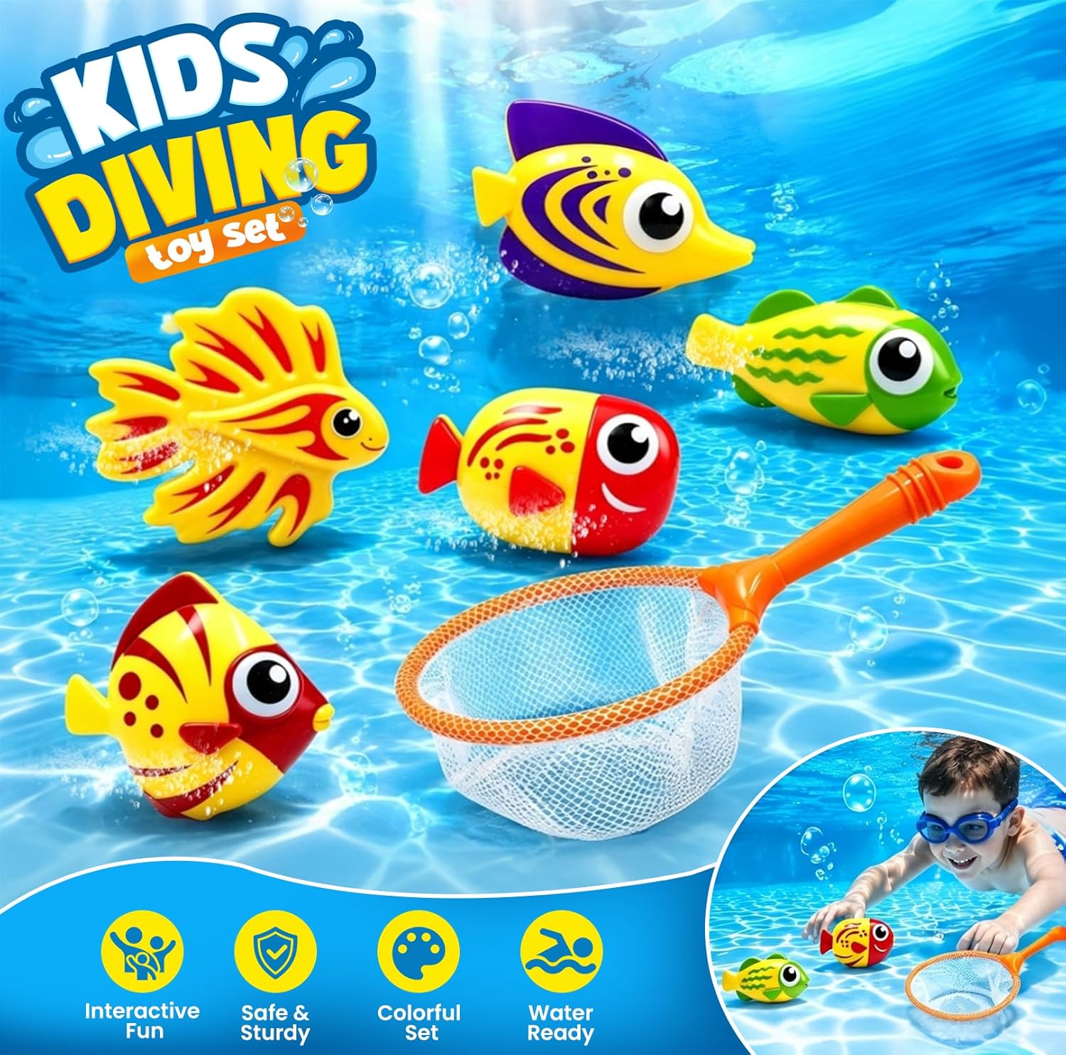 Diving Pool Toys, Bath Toys Set for Kids Shower Ages 3-12, Beach Essentials Water Toy Pool Games Summer Swim Water Dive Sinking Mermaid Toys