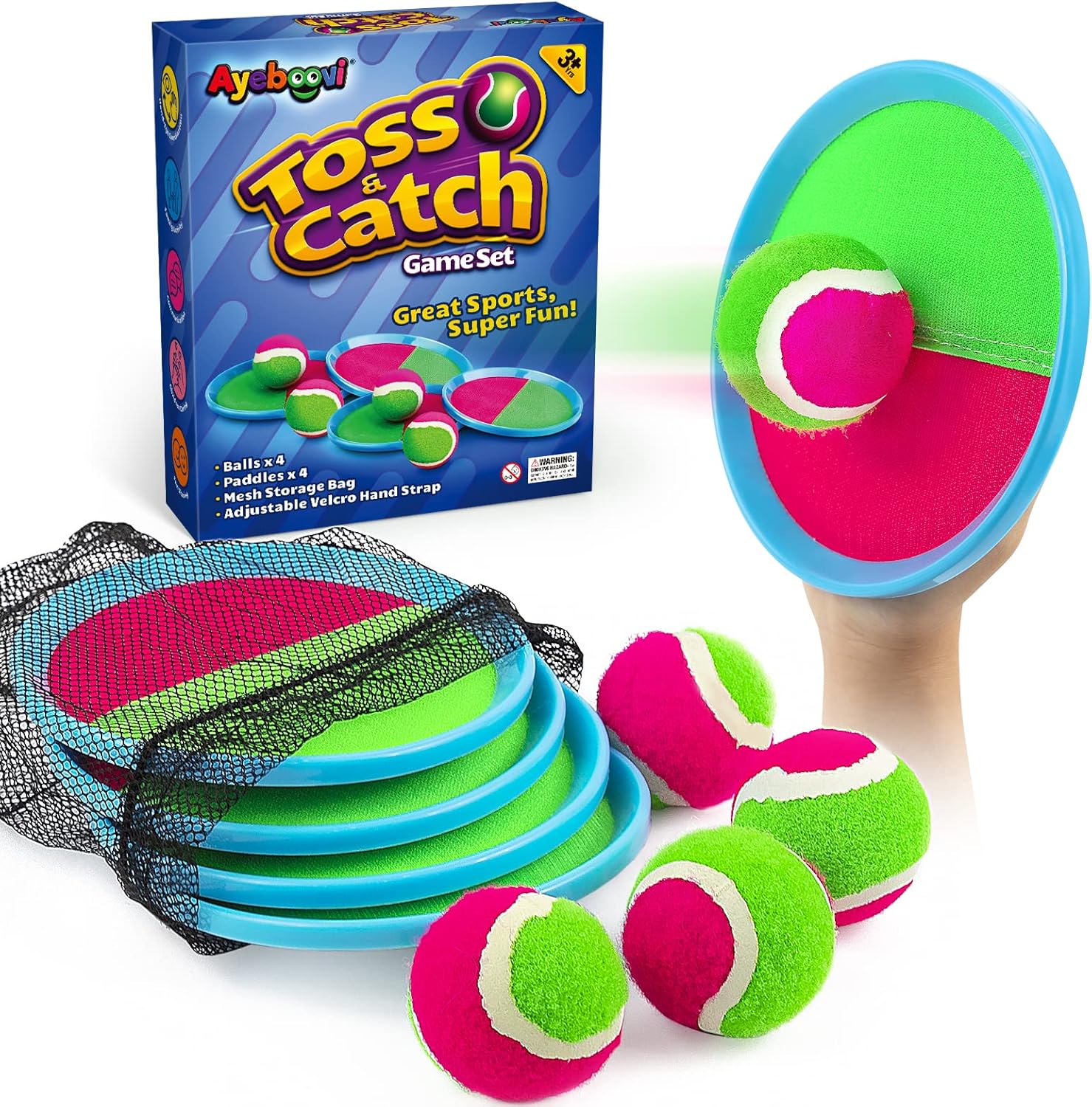 Ayeboovi Toss and Catch Ball Outdoor Beach Pool Toys for 3 4 5 6 7 8 Year Old Boys Girls Birthday Gifts Easter Basket Stuffers Outside Yard Games for Kids and Family Activities