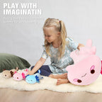 Onsoyours Cat Stuffed Animal Mommy 19.7" with 3 Kitty Plushies, 4 Piece of Cute Cat Plush Pillow Toys for Kids Girls Boys