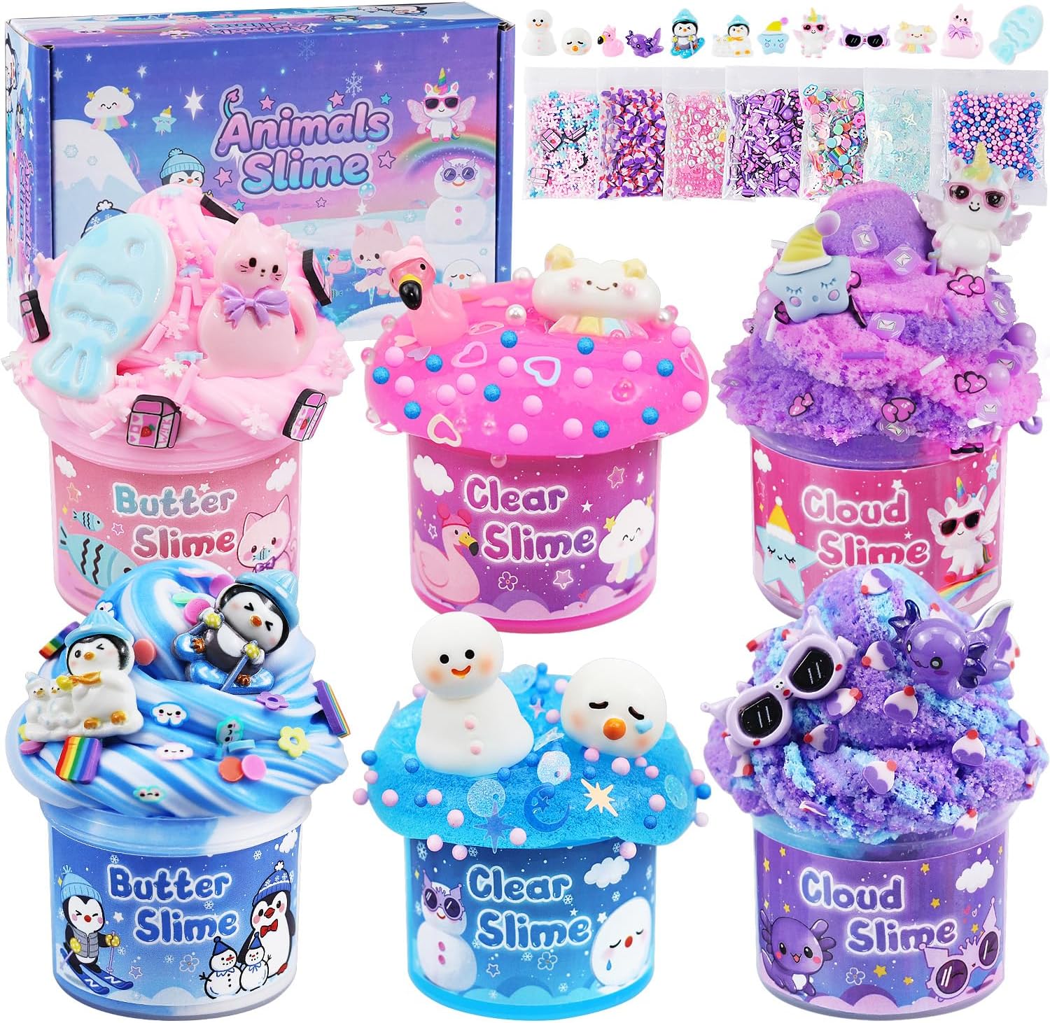 Cloud Slime kit for Girls Ages 8-12, Toys for Girls and Boys, for Kids Slime Set Party kit Goodie Bag Stuffers, 4 5 6 7 8 9 10 Year Old Girl Birthday Gift Cute Stuff