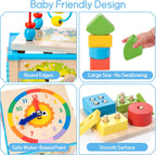 WOODMAM Wooden 7-in-1 Activity Cube, Montessori Toys for 1 Year Old | Baby Educational Developmental Toys, One Year Old Boys Girls First Birthday Gifts, Bonus Sorting & Stacking Board