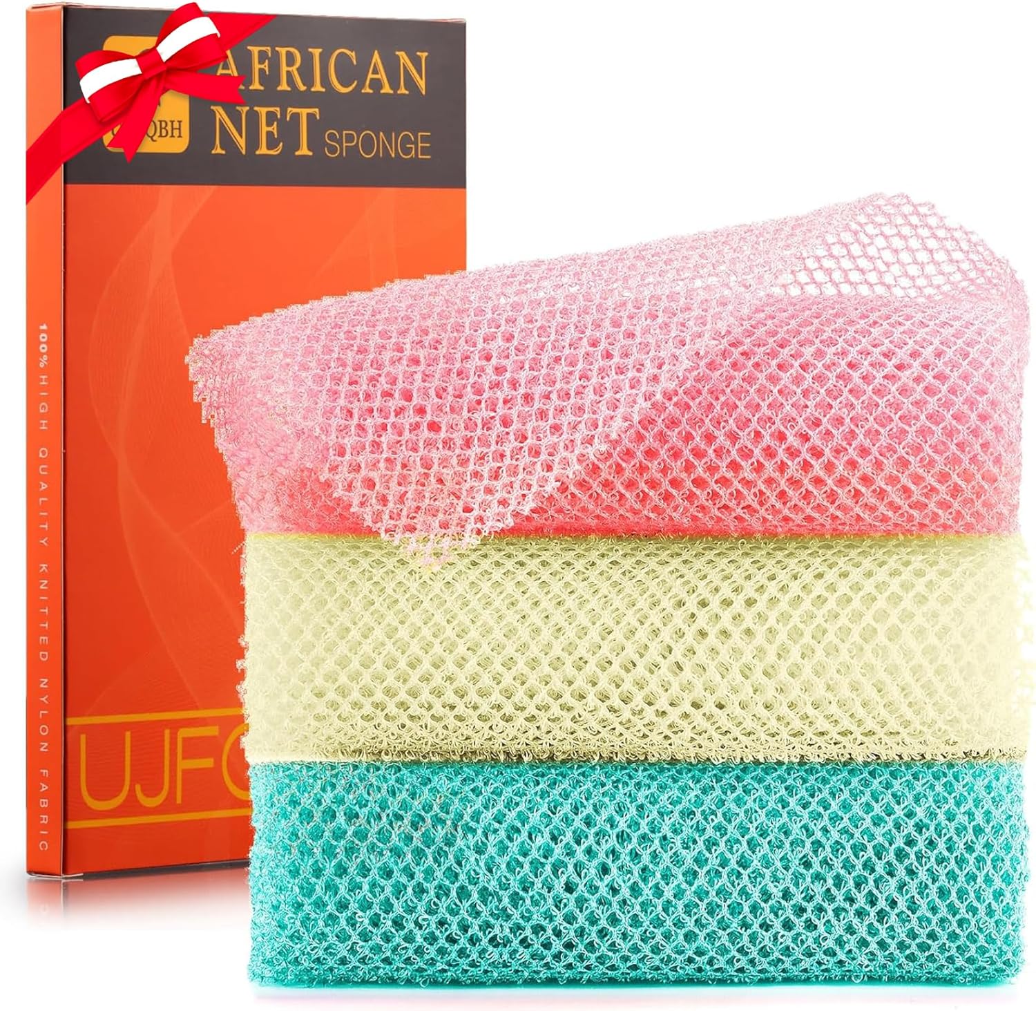 African Bath Sponge African Net Long Net Bath Sponge Exfoliating Shower Body Scrubber Back Scrubber Skin Smoother,Great for Daily Use