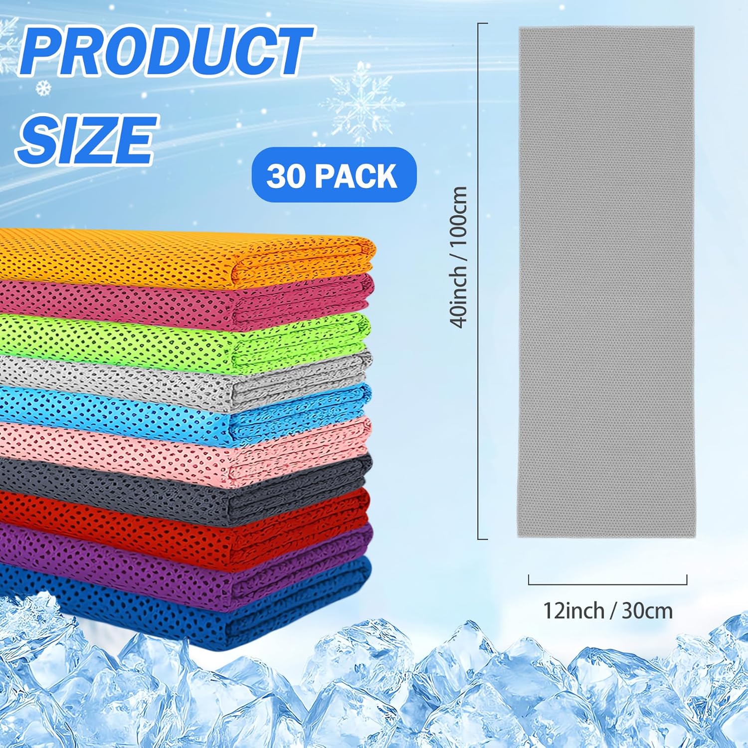 Cooling Towels for Neck and Face (40"x12"), Ice Microfiber Cooling Towels Bulk for Workout Chill Sweat Towels Cooling Neck Wraps for Gym Yoga Golf Running Sport