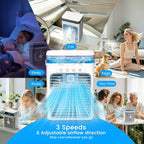 Portable Air Conditioners, 4 in 1 Mini AC Air Conditioner with 1000ml Water Tank, 3 Speeds, 2 Mist Modes, 2/4/8H Timer, Ambient Light, USB Evaporative Air Cooler Cooling Fan for Camping Room Bedroom