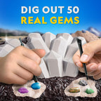 National Geographic Gigantic Gemstone Dig Kit – Excavate Real Gems from a Giant Dig Brick, Gem Mining Kit for Kids, STEM Rock Collection Activity, Includes Tools & Learning Guide