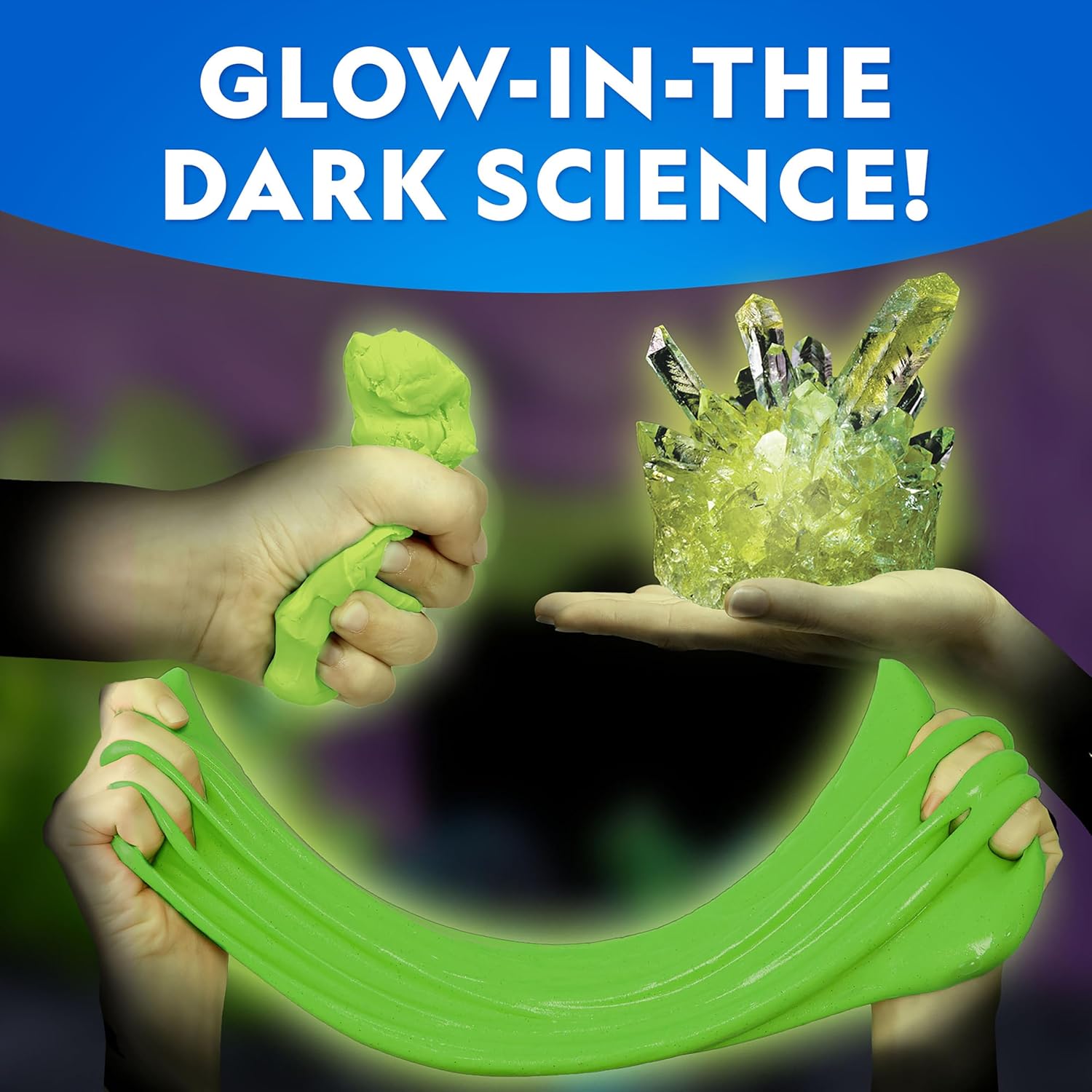 NATIONAL GEOGRAPHIC Mega Science Kit - Glow in The Dark Lab with Crystal Growing Kit, Slime Making, Glowing Putty, and More Science Experiments, Slime Kit for Boys and Girls
