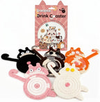 Cat Gifts for Cat Lovers Cat Coaster Woven Creative Cute Cat Coaster Insulation Coaster Coffee and Tea Coaster Desktop Gifts