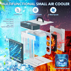 Portable Air Conditioners, Mini Air Cooler with 3 Speeds, Anti-leakage Water Personal Ice Air Conditioner for Room Desk Office Home Tent(W-03)