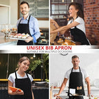 Utopia Kitchen 2 Pack Bib Apron, Adjustable with 2 Pockets, Water and Oil Resistant, Cooking Kitchen Chef Apron for Women Men