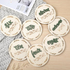 7 Pack Baby Monthly Milestone Signs, Double Sided Baby Milestone Signs Wooden Baby Announcement Sign for 1-12 Months Baby Milestone Pictures
