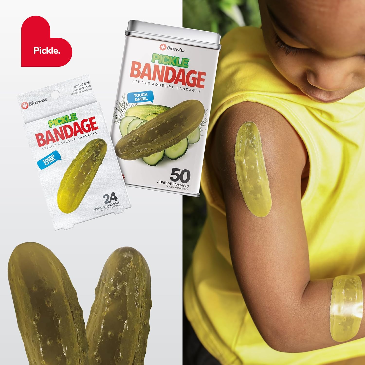 BioSwiss Bandages, Pickle Shaped Self Adhesive Bandage Set, Latex Free, Sterile Wound Care