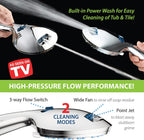 Hotel Spa AquaCare High Pressure 8-mode Handheld Shower Head, Anti-clog Nozzles - Built-in Power Wash to Clean Tub, Tile & Pets, Extra Long 6 ft. Stainless Steel Hose, Wall & Overhead Brackets