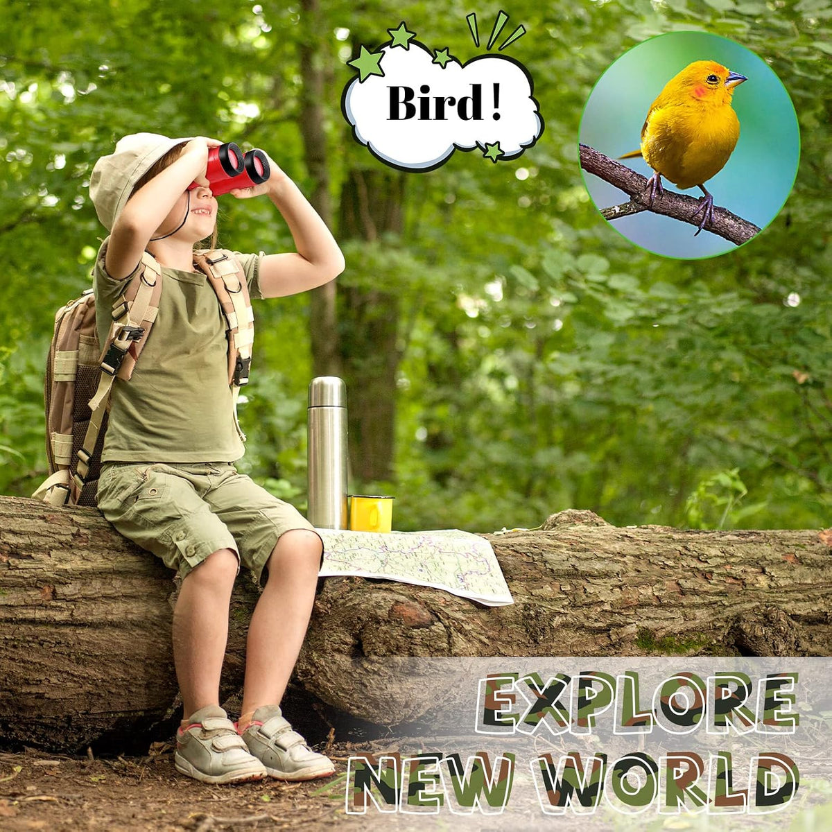Kids Binoculars with Compass & Neck String – Outdoor Exploration Toy