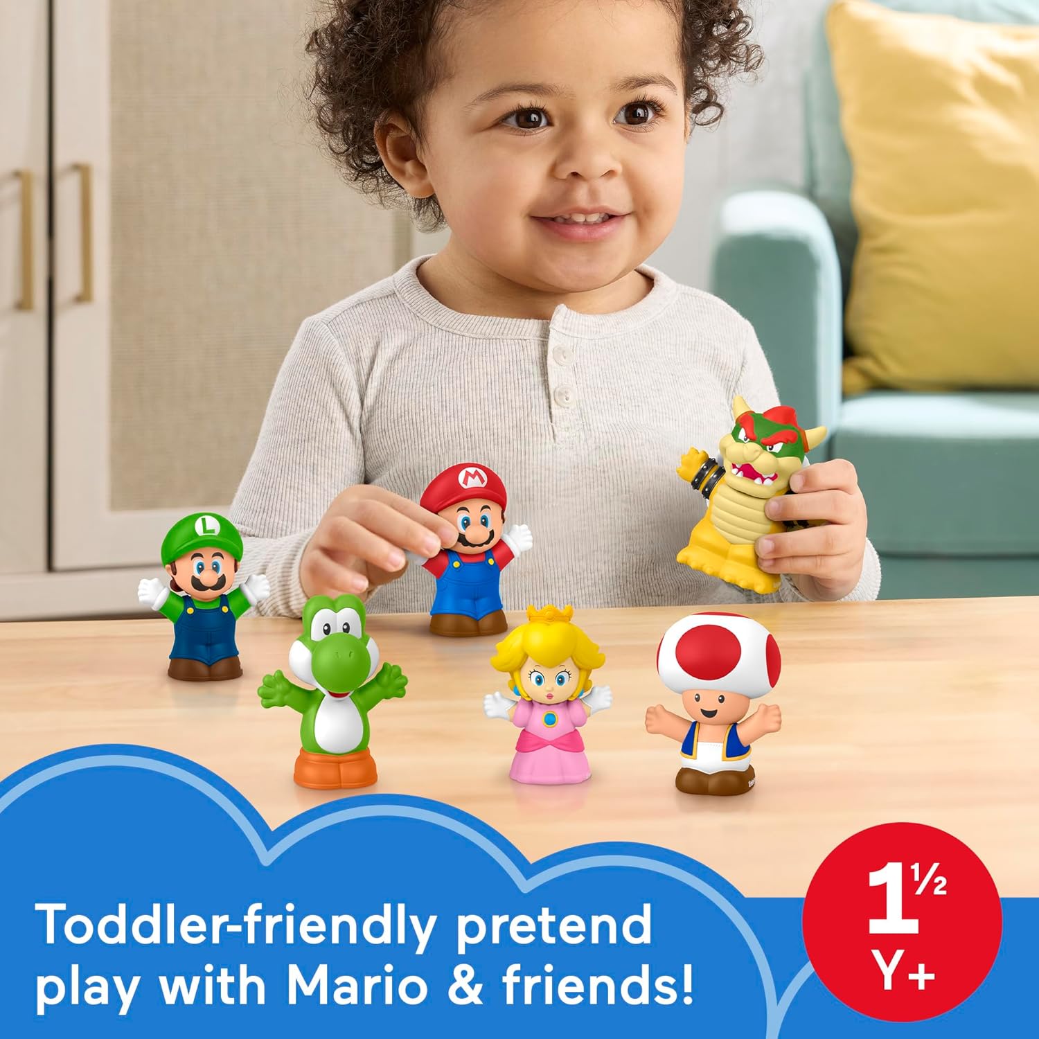 Little People Toddler Toy My Mario 6-Piece Character Figure Set for Preschool Pretend Play Kids Ages 18+ Months