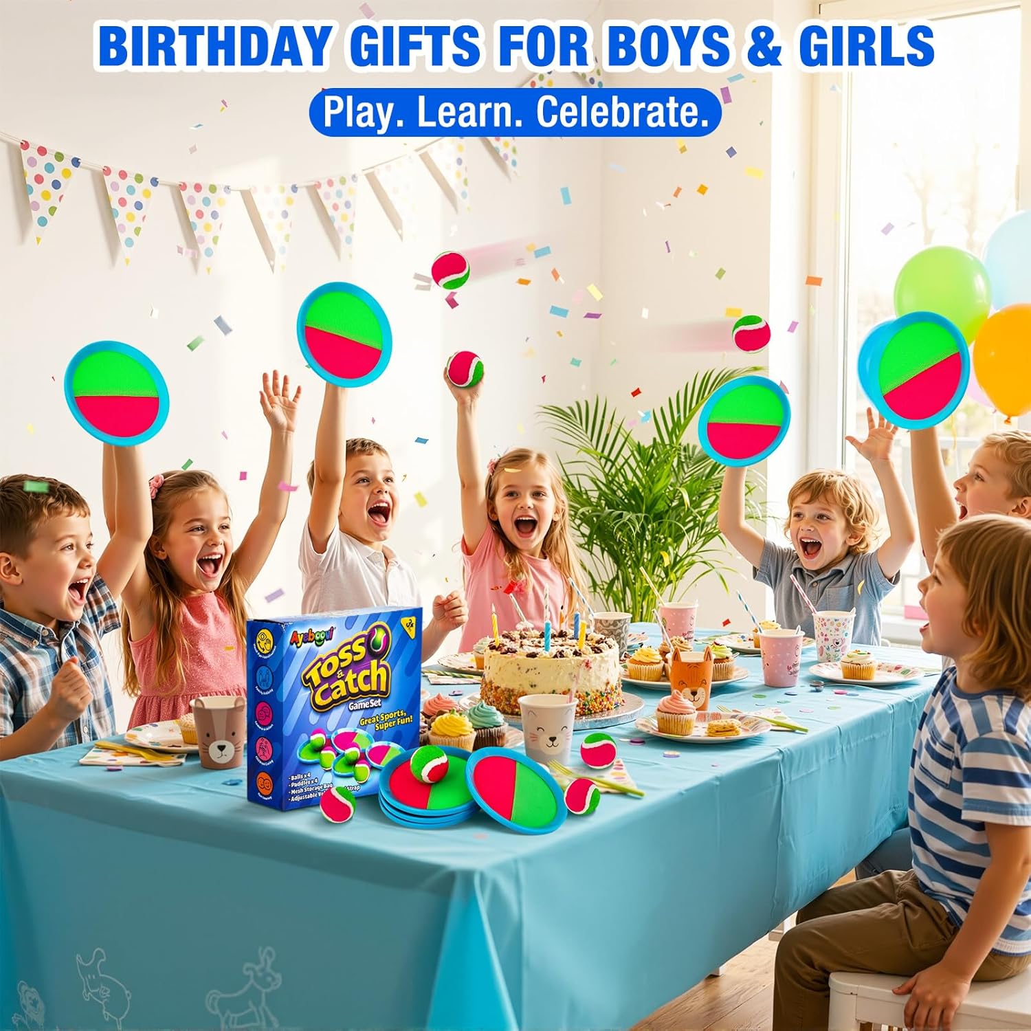 Ayeboovi Toss and Catch Ball Outdoor Beach Pool Toys for 3 4 5 6 7 8 Year Old Boys Girls Birthday Gifts Easter Basket Stuffers Outside Yard Games for Kids and Family Activities