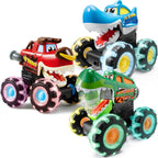 JOYIN 3 Pack Monster Truck Toy - Motion Activated Light Up Cars for Toddlers - Monster Glow Rover LED Wheels - Baby Boy Toys - Press and Go Dinosaur Trucks for Kids Boy Birthday Gifts