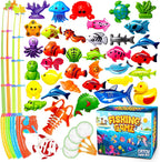 Goody King Magnetic Fishing Game Pool Party Pole Rod Net - Bathtub Outdoor Indoor Carnival Party Water Table Fish Toys Age 3-5 6 4-8