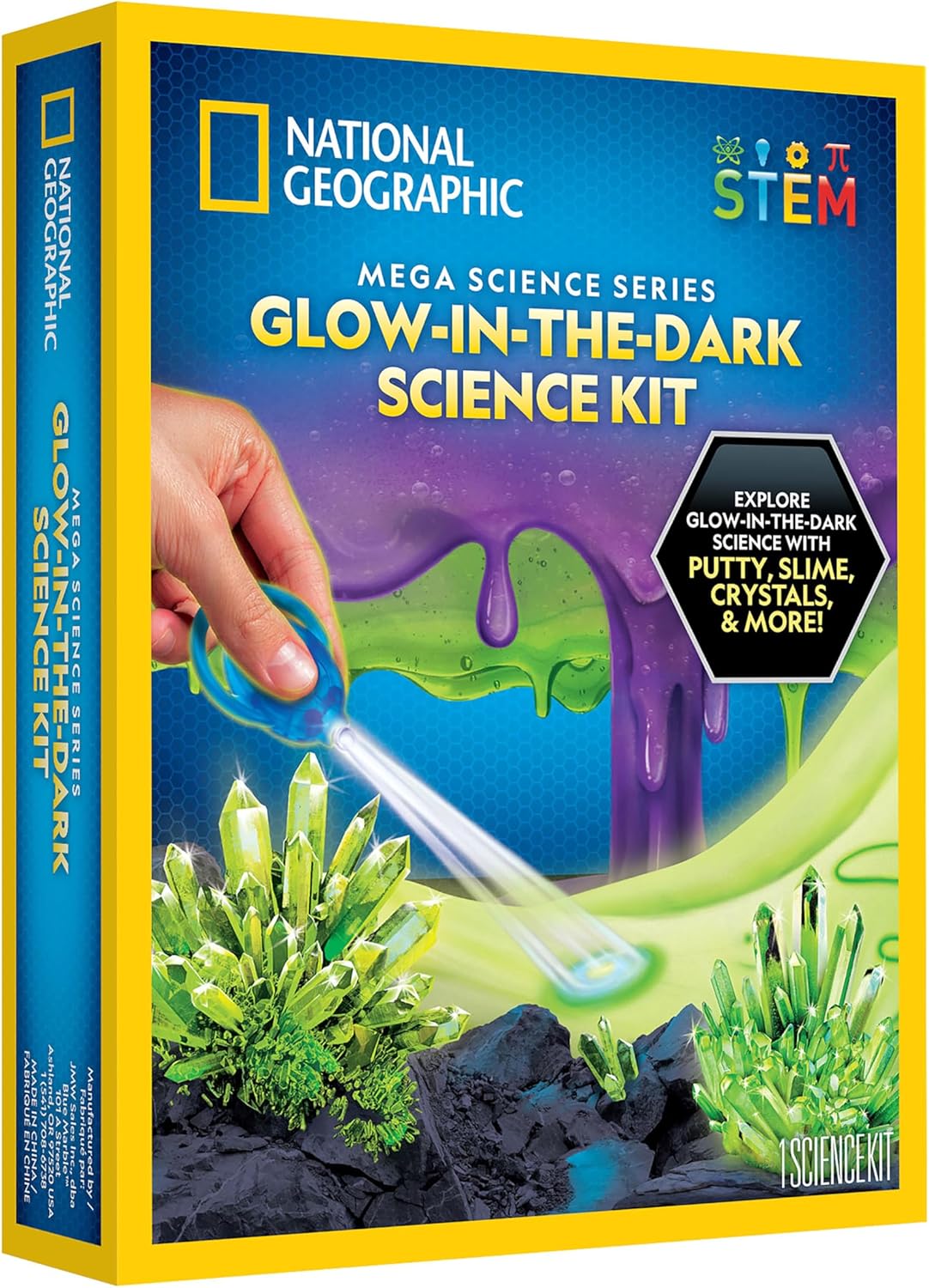 NATIONAL GEOGRAPHIC Mega Science Kit - Glow in The Dark Lab with Crystal Growing Kit, Slime Making, Glowing Putty, and More Science Experiments, Slime Kit for Boys and Girls