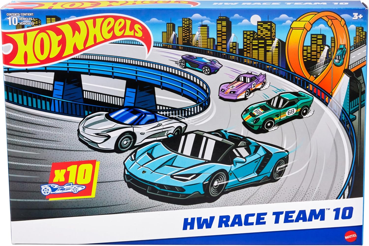 10-Pack of Toy Race Cars (Styles May Vary) | Set of 10 1:64 Scale Vehicles,Includes Hot Wheels Originals & Officially Licensed Cars