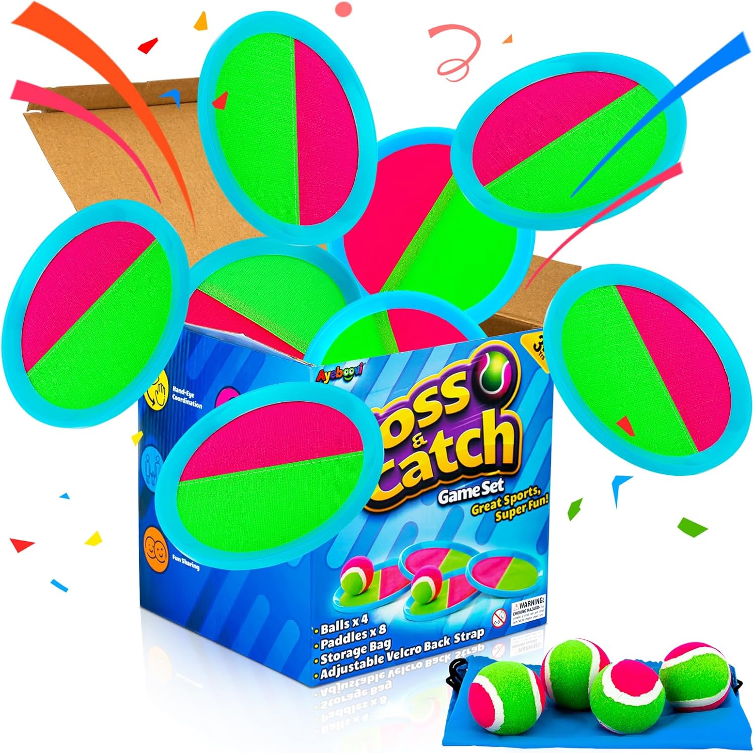 Ayeboovi Toss and Catch Ball Outdoor Beach Pool Toys for 3 4 5 6 7 8 Year Old Boys Girls Birthday Gifts Easter Basket Stuffers Outside Yard Games for Kids and Family Activities