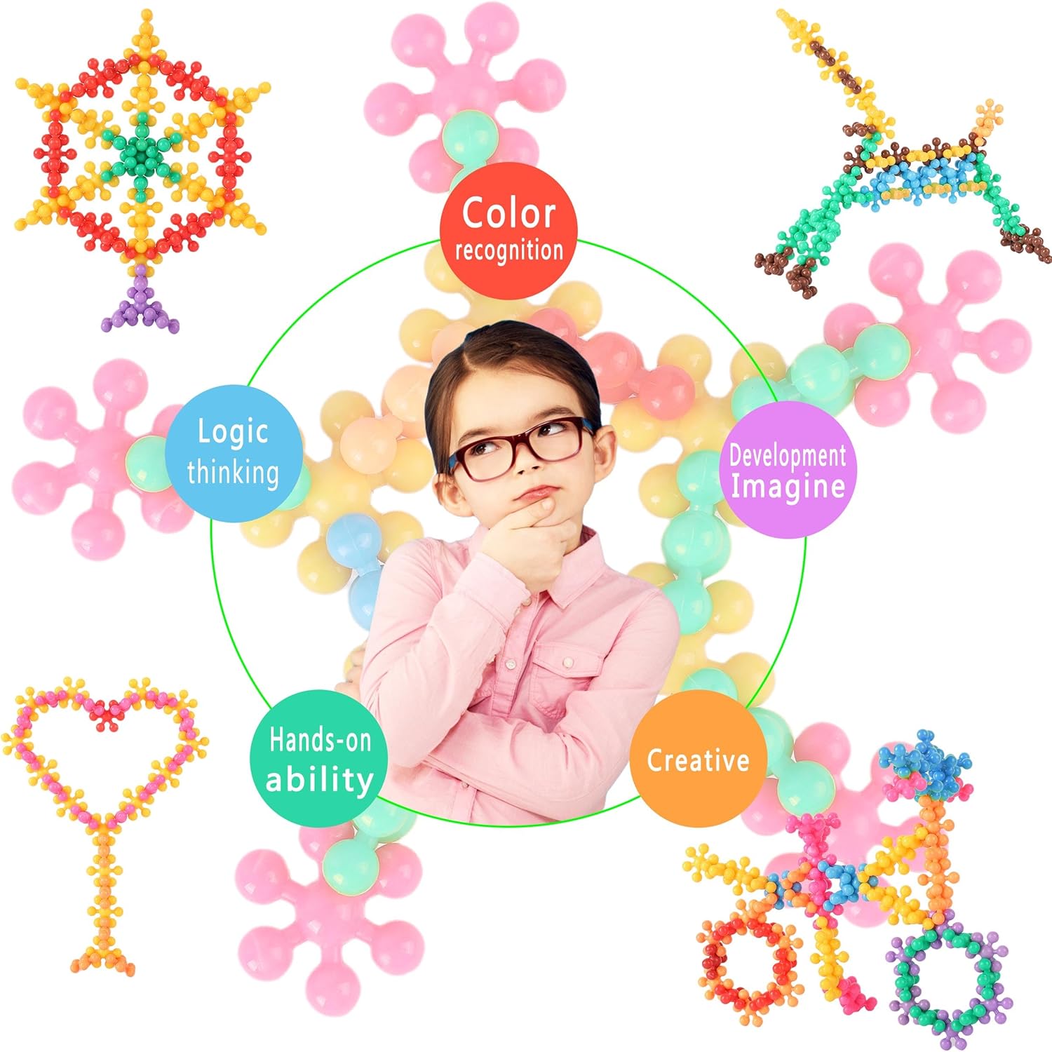 Building Blocks Kids STEM Toys Educational Building Toys Discs Sets Interlocking Solid Plastic for Preschool Kids Boys and Girls Aged 3+, Safe Material Creativity