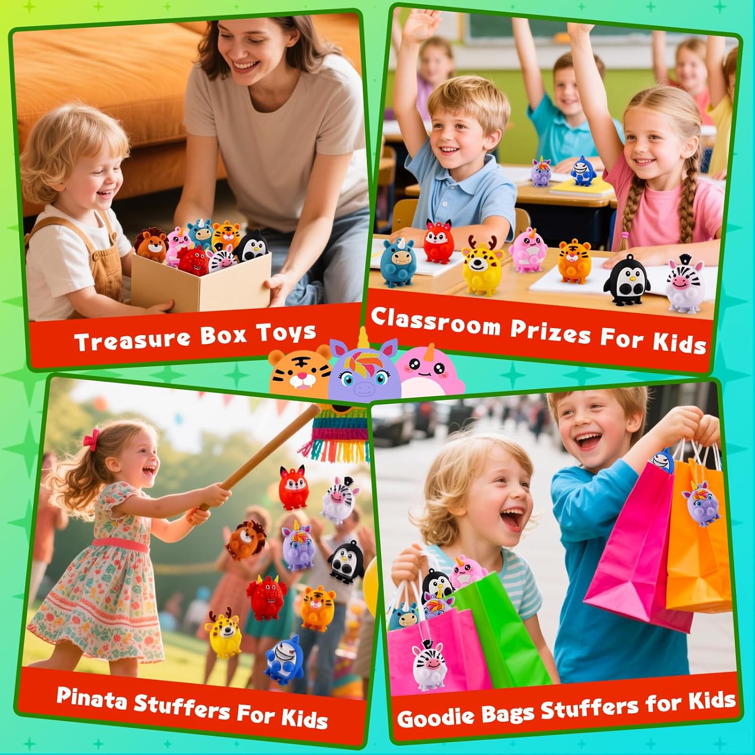 Animal Pop Suction Fidgets Toys, Toddler Travel Toys for Airplane Car Activities Essential, Party Favors for Kids, Goodie Bags Stuffers for Kids, Toddler Bath Toys, Birthday Gifts for Boy Girls