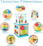WOODMAM Wooden 7-in-1 Activity Cube, Montessori Toys for 1 Year Old | Baby Educational Developmental Toys, One Year Old Boys Girls First Birthday Gifts, Bonus Sorting & Stacking Board