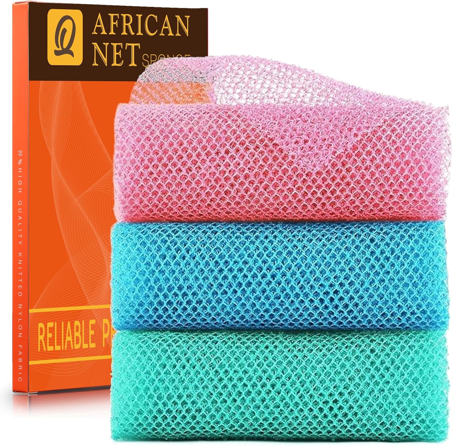 African Bath Sponge African Net Long Net Bath Sponge Exfoliating Shower Body Scrubber Back Scrubber Skin Smoother,Great for Daily Use